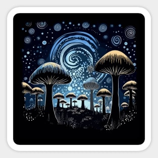 Starry Night Magic Mushroom Sticker